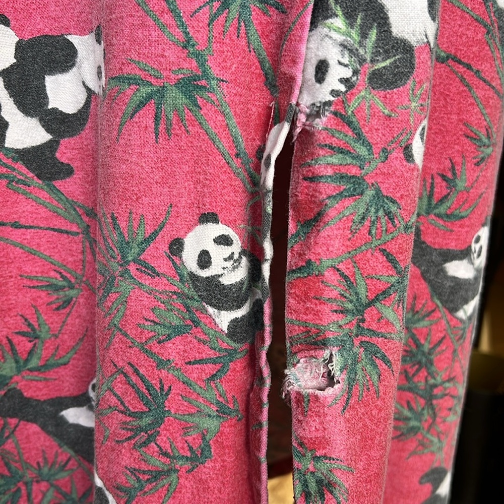 National Wildlife Federation Panda Pj Button Down 100% Cotton Night Gown Dress - Picture 5 of 13